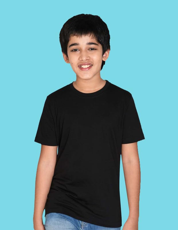 Image of Nusyl Boys Half Sleeves Solid T-Shirt for Kids | Soft Cotton Blend | Comfortable Regular Fit | Casual 2-16 Years | Multiple Colors & Pack Options