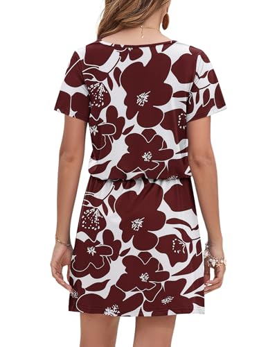 Image of AUSELILY Womens Summer Dresses 2026 Causal Short Sleeve V Neck Tie Front Mini Short Dress with Pockets