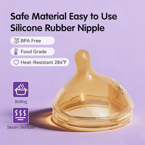 Image of Silicone Bottle Nipple, Anti Colic Nipples for Baby, Natural Flow Baby Bottle Silicone Nipple,Medium Flow (M), 3+ Months, 4 Counts (Pack of 1