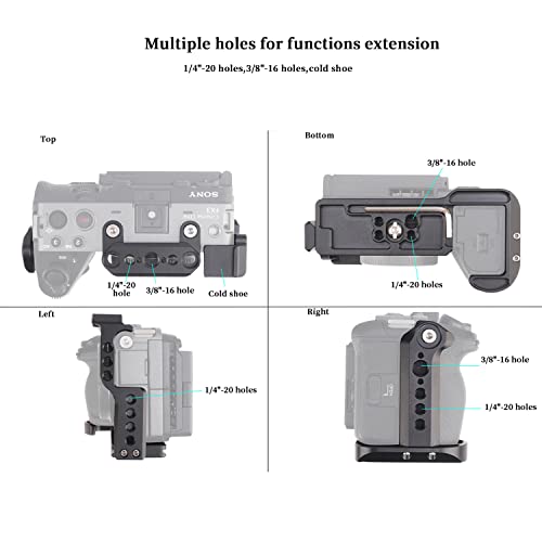 Image of Fotga Camera Cage with NATO Rail 1 /4 inch 3 /8 inch Hole with Arri Location Holes for Sony Fx3 FX30 ILME-FX30 Cinema Camera Making Video Filmmaking,Compatible Arca Swiss Clamp