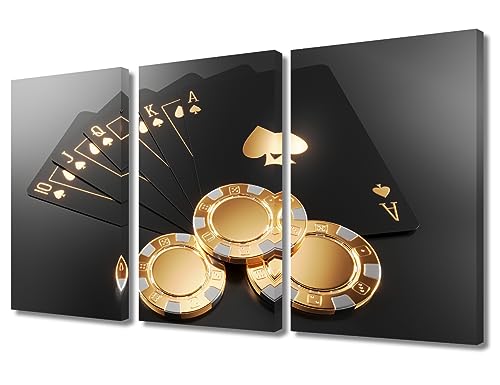 Peinture jetons de casino déco triptyque pour salon de jeux