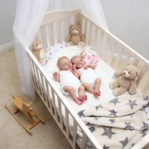 Real Life Reborn Babypuppen Zwillinge Mädchen 18 Zoll Realistische Babypuppe, Weicher Stoffkörper Lebensechte Neugeborenenpuppen, Die wie echte Babys Aussehen Zwillinge Puppen – Bild 5