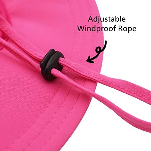 Vimfashi Durable Windproof Dry Fit Bucket Sun Hat Outdoor Adjustable Uv Protection Cool Hiking Hat Azalea Pink #TOP4