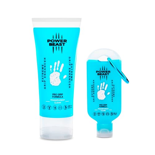 POWER BEAST Pack Potenciador de Agarre Extremo Transparente y Limpio (Sin Residuos) para Manos de Deportistas. Stop Sudor, Golf, Pole Dance, Gym, Padel, Escalada, Tenis, Gaming, 100+59Ml.