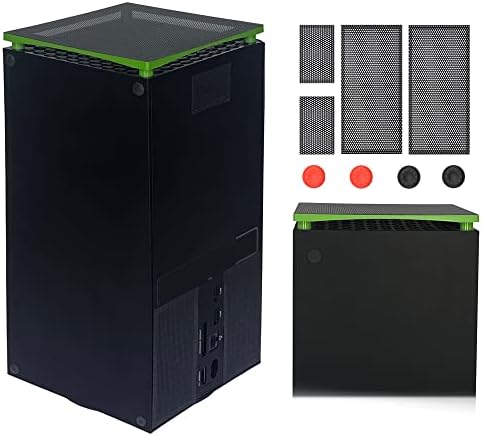 Dust Filter Cover for Xbox series X DOBEWINGDELOU ABS Plastic Bracket and 4 PVC Meshes Set Dustproof Filter Cover Protector Green