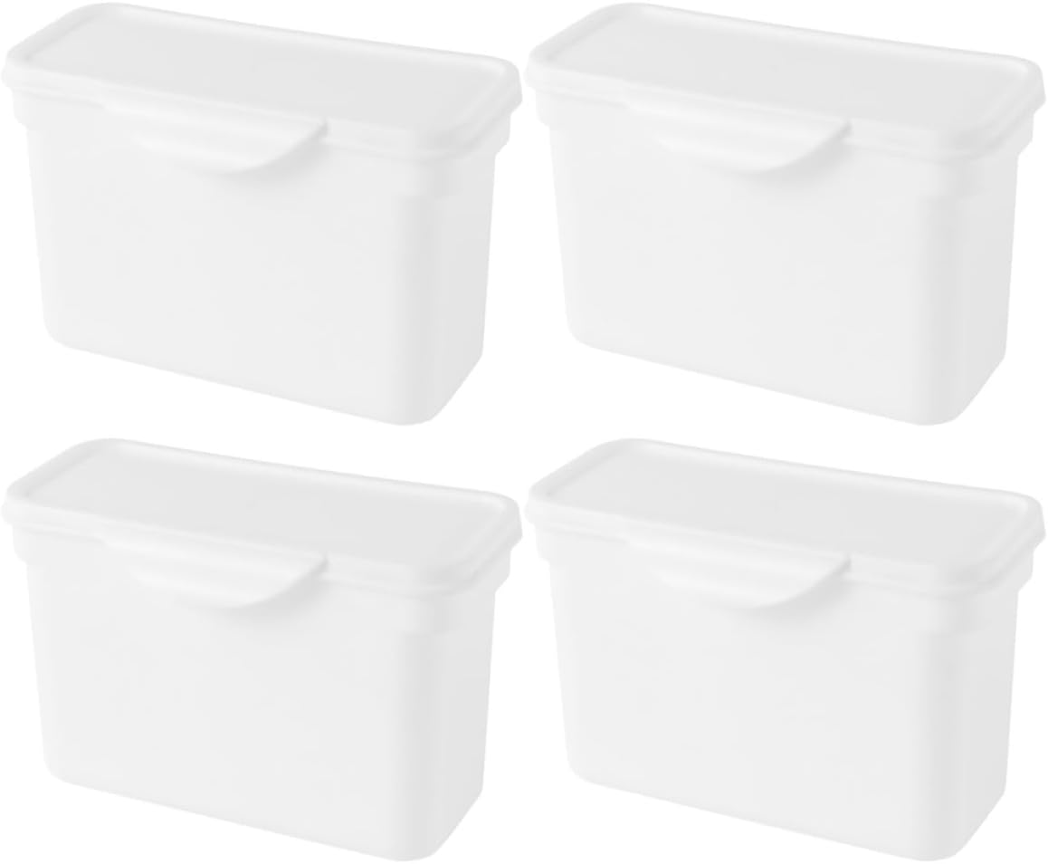 Laundry Beads Storage Case with Lid, 4pcs White Plastic Laundry Powder Container for Home Organization and Desktop Storage