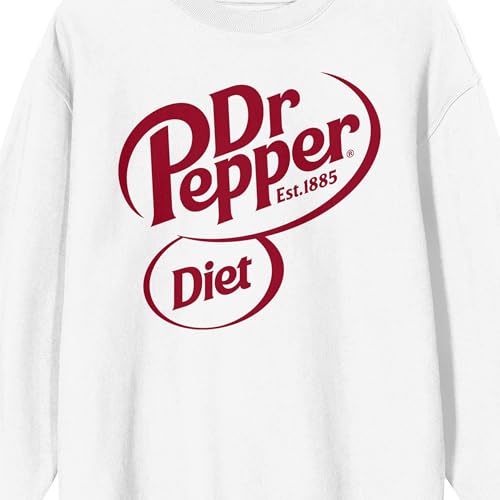 Bioworld Dr. Pepper Diet Dr Pepper Logo Adult White Crew Neck Long Sleeve Sweatshirt2