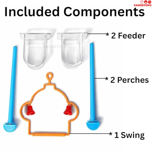 Image of SANSEFERO Hanging Bird Cage for Lovebirds, Parrots, Parakeets, Budgies and Cockatiels Included Bottom Tray, Feeders, Bird Swings & Plastic Perches (12X9X15 Inch)