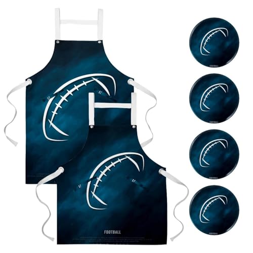 Lot de 2 tabliers de cuisine motif football américain taille unique