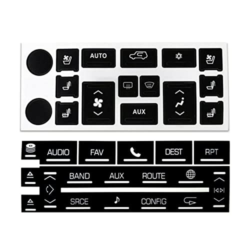 Ombialo AC Radio Dash Button Repair Stickers Decals Compatible with Cadillac 2007-2014 Escalade ESV EXT (AC16+Radio18)