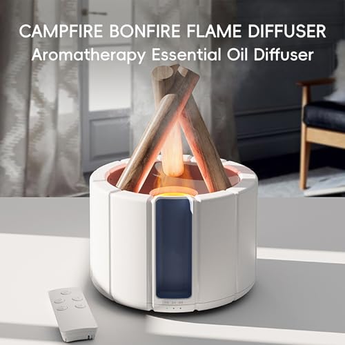 YALEDI Campfire Flame Fire Diffuser, Bonfire Aromatherapy Essential Oil Diffuser, 250ml Wood Cool Mist Humidifier for Home,Bedroom,Office, Remote Control, Auto Shut-Off, Night Light, Gift (Black) by Yaledi - Used condition - Image 2