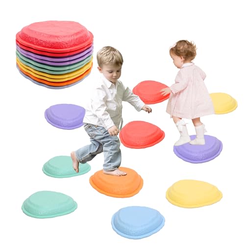 Balance Stepping Stones for Kids 5pcs Non-Slip River Stones Obstacle Course Play Indoor and Outdoor Coordination Game Sensory Toys Toddler Ages 3 4 5