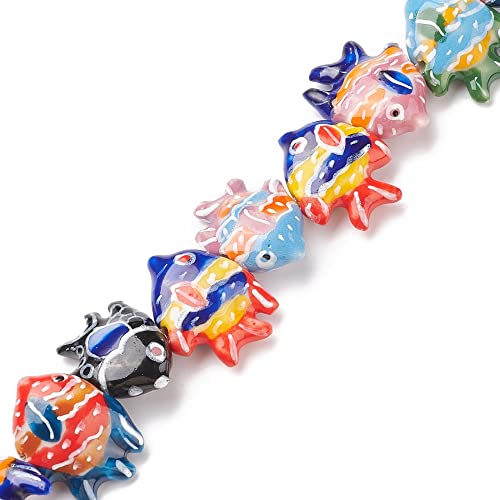 DanLingJewelry 20Pcs Random Tropical Fish Ceramic Bead Handmade Porcelain Beads Ocean Life Animal Beads for Jewelry Making DIY Crafts