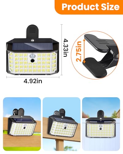 Thumok Clip on Solar Lights Outdoor 176 LEDs 600 LM Solar Motion Sensor Lights Outdoor IP6 - image 7