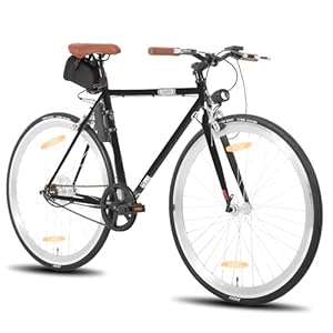 Hiland Elektrische fiets voor volwassenen, 28 inch met 250 W motor, 700c elektrische fiets met vaste versnelling, elektrische pendelfiets voor mannen en vrouwen, zwart