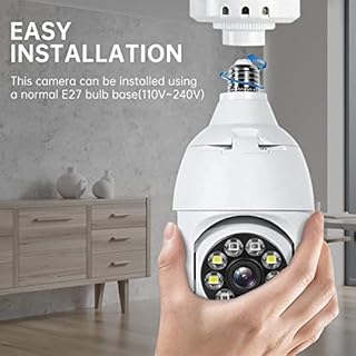 VACANON Light Bulb Security Camera, Full HD 1080P Wireless WiFi Webcam with Fish Eye Infrared, Motion Detection, Real- time Alert, Loop Recording Two Way Audio for Home