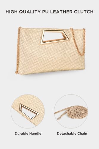 Image of Coucoland Women's PU Leather Clutch Purse with Metallic Geo Top Handle