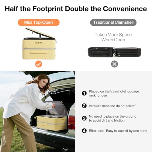 Image of mixi 26 Inch Large Checked Luggage PC Hard Shell Suitcase Top Opening Aluminum Frame Travel Suitcases with Wheels, Lark Yellow