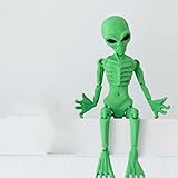 Fogsea Poseable Alien Figure, 3D Printed Green ET Model, Flexible Joints, Desk Toy for Home Office, Fidget Toy