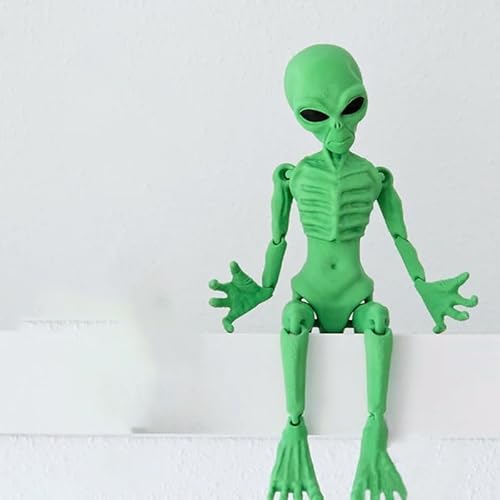 Fogsea Poseable Alien Figure, 3D Printed Green ET Model, Flexible Joints, Desk Toy for Home Office, Fidget Toy