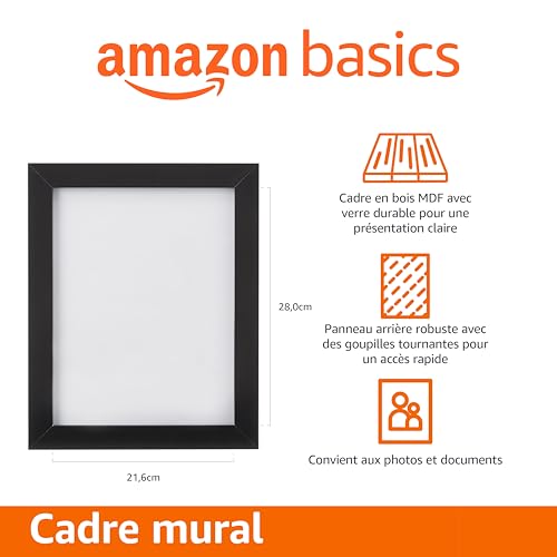 Amazon Basics Cadre Photo/Document Rectangulaire en Bois, 28cm x 21,6cm, Noir – Image 3