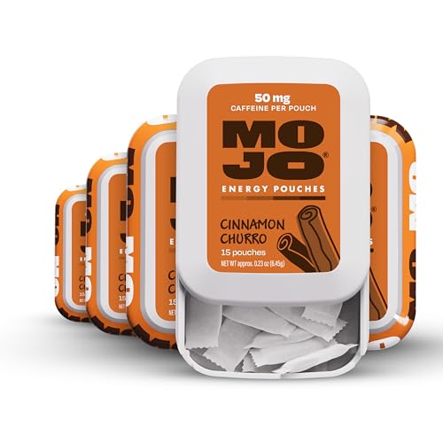 Image of MOJO Energy Pouches Cinnamon Churro Flavor, 50 mg per Caffeine Pouch, 15 Pouches, 5-Pack