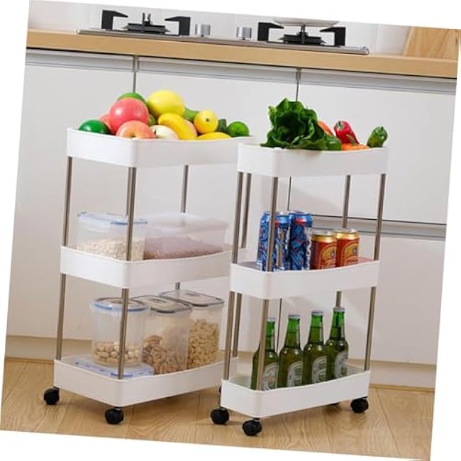 Storage Rack with Wheels Rolling Shelf Cart for Bathroom Kitchen Office Organizer with Large Capacity for Home Storage-FoiIm8Iy