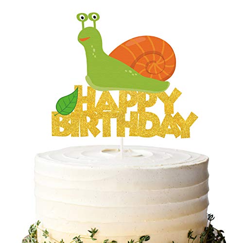 Glitter Snails Happy Birthday Cake Topper, Snails And Daisy Birthday Cake Decor, Snails Themed Birthday Party Supplies, Garden Bugs Party Centerpiece #TOP23
