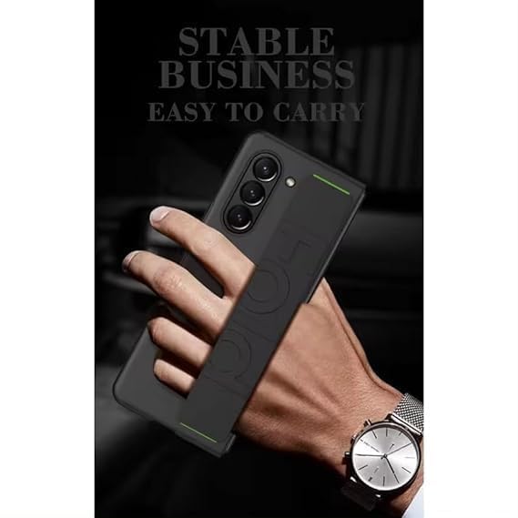 Image of Connexa Hard Polycarbonate TPU Case with Wrist Strap Compatible with Samsung Galaxy Z Fold 6, Dual Layer Protection, Enhanced Grip Black