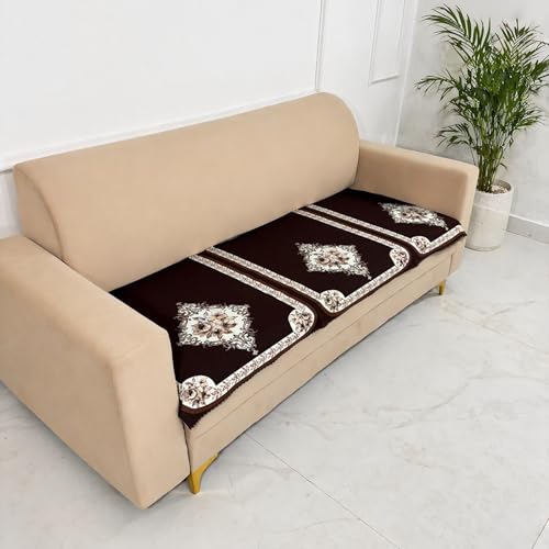 Image of Homerz Premium 'Luxe Series' Holland Velvet Sofa Cover | Smooth Finish | Anti-Skid Fleece Backing | Soft Touch Couch Protector for Living Room (Coffee, 5 (3+1+1) Seater, Only Seat Cover)