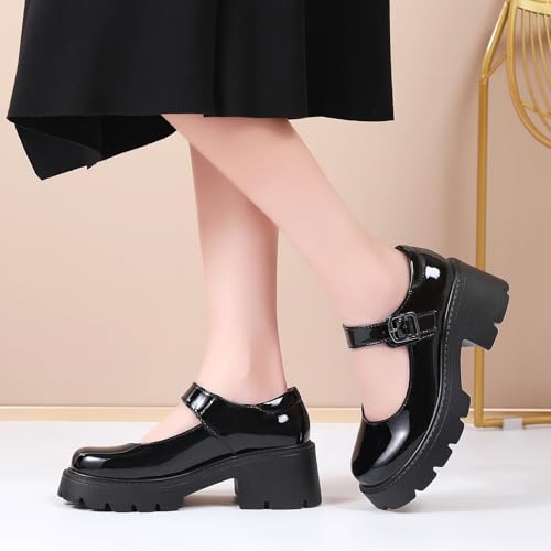 Image of Mary Jane Shoes Women Platform Mary Janes for Women Chunky Heels Women's Pumps Fashion Comfortable Dressy Casual Work School Office Shoes