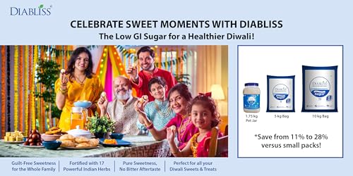 Diabliss Low GI Herbal Sugar – Trusted Worldwide | 17-Herb Fortified for a Naturally Sweet Taste | No Artificial Sweeteners | Healthy Choice for Everyone in the Family | No Aftertaste | 500g Pouch