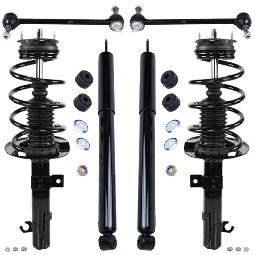 Image of Detroit Axle - Struts Shocks Suspension Kit for Ford 2008-2011 Focus, 2 Front Struts Coil Spring 2 Rear Shock Absorbers 2 Front Stabilizer Sway Bars 2009 2010 Replacement