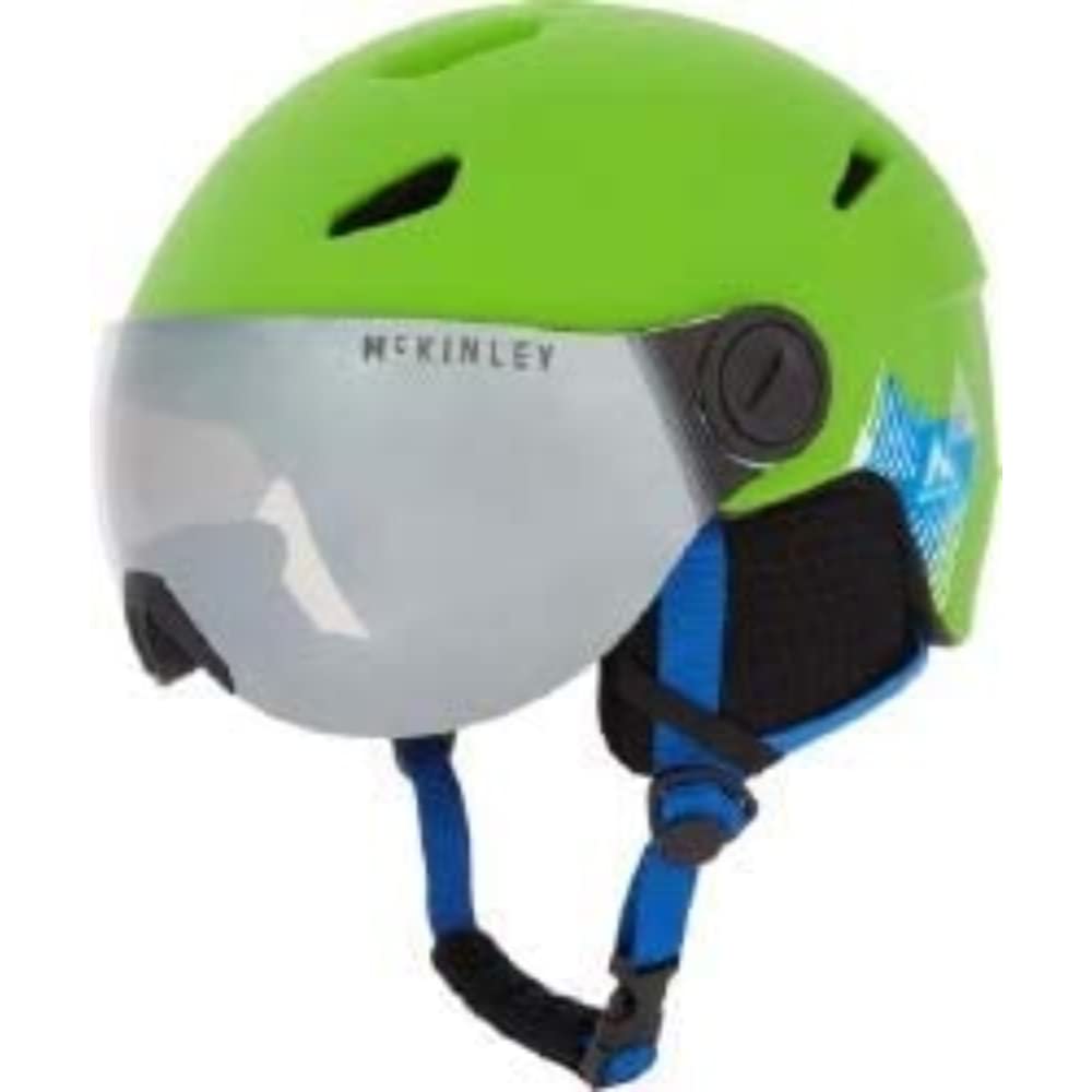 McKINLEY Chłopięcy Pulse S2 Visor Hs kask narciarski, zielony/czarny/niebieski, XS