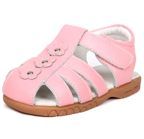 Image of Femizee Toddler Girls Leather Dress Sandals with Adjustable Strap