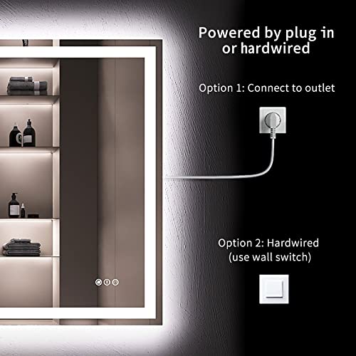 Loaao L001AC6080 24X32 Led Bathroom Mirror With Lights, Anti-Fog, Dimmable, Backlit + Front Lit, Lighted Bathroom Vanity Mirror For Wall thumb #5