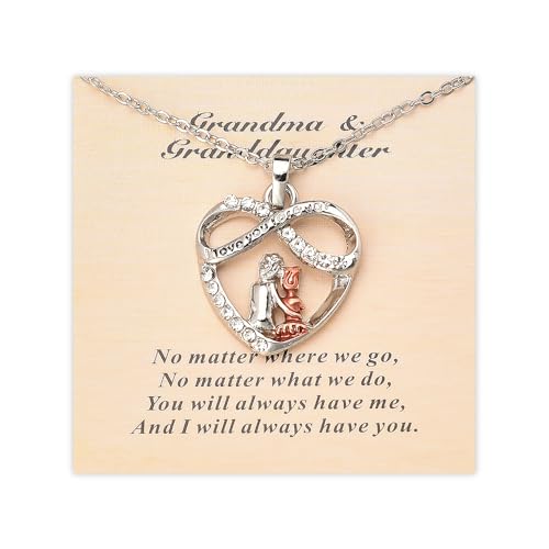 Grandma's Heart Necklace for Granddaughter & Nana - Long Distance Gift with Card - Main Image