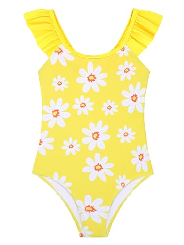 Image of DAXIANG Girls Ruffles One Piece Swimsuits Quick Dry Beach Sport Swimwear Toddler Kids Mermaid Unicorn Bathing Suit 4-10 Years