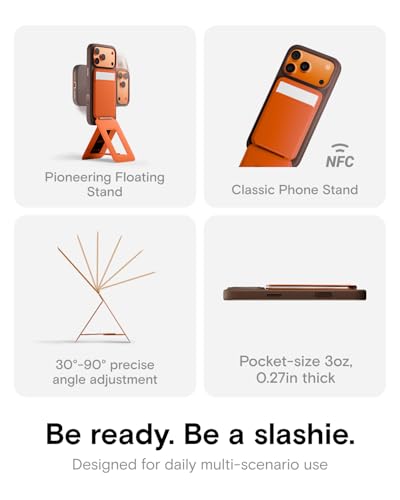 Image of MOFT Phone Tripod Wallet for iPhone, Mulit-Angles, Lightweight & Portable Phone Stand, MOVAS Vegan Leather Magnetic Wallet, Strong Magnets, NFC Card Holder,Travel Essential, Sunrise (with Card Slot)