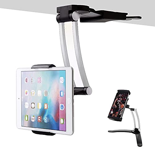 DRAGON SLAY 2 in 1 Kitchen Mount Stand Holder for Phones and Tablets, compatible with iPad and Tablets 11.5-25cm Width, 360° Adjustable Angle, includes Wall/Cabinet Mount (White)
