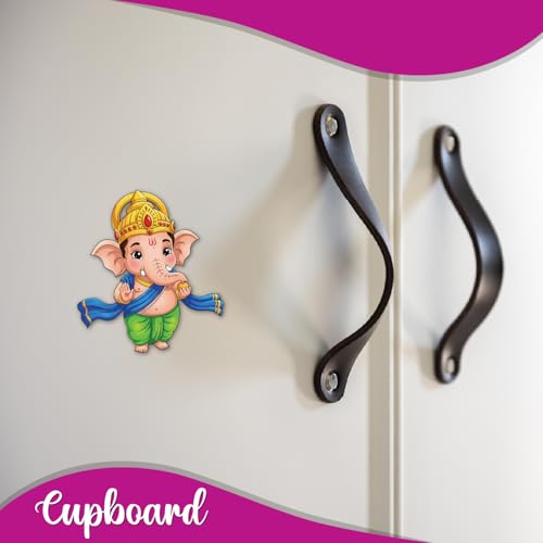 Image of Bhai Please Ganesh with Ladoo Wooden Fridge Magnet (Pack of 1) |Hindu God, Spiritual, Divine, Devotional, Housewarming Gift and Decorations