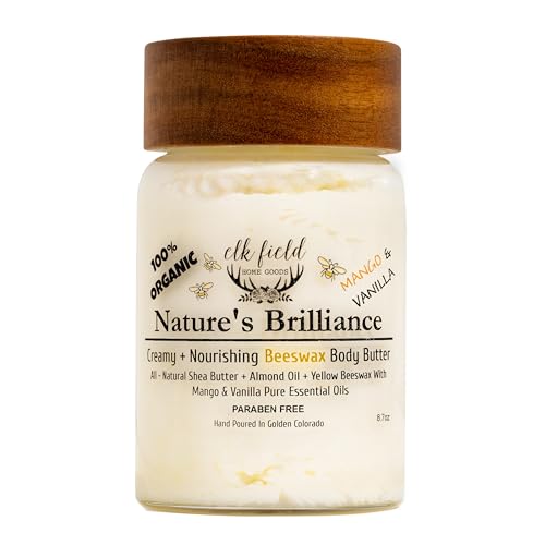 Elk Field Organic Beeswax Body Butter | 5 Ingredients | Handmade, African Shea Butter, Whipped Body Butter For Women, Organic Shea Butter Body Lotion, Vanilla Body Butter 8.7oz (Mango Vanilla) Elk Field Organic Beeswax Body Butter | 5 Ingredients | Handmade, African Shea Butter, Whipped Body Butter For Women, Organic Shea Butter Body Lotion, Vanilla Body Butter 8.7oz (Mango Vanilla)