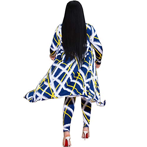 Image of Womens Fashion Printed Long Cardigans 2 Piece Outfits,Long Sleeve Coat and Trousers Set