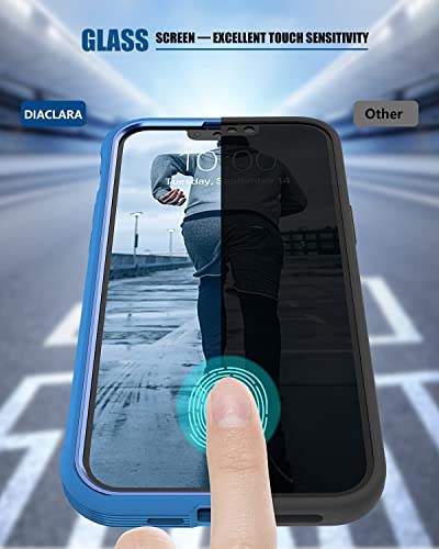 Diaclara Designed for iPhone 13 Case, Full Body Glass Case Shockproof Protective Case Built in Touch Sensitive&HD Tempered Glass Screen Protector Compatible with iPhone 13 6.1" (Blue)