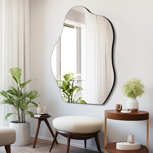 DESBING Asymmetrical Mirror 26x38 Irregular Wall Mirror Large Accent