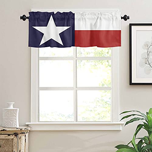 Vograud Texas State Flag Valance Curtain Texas Prefecture Flag Rod Pocket Window Curtain The Lone Star State Us Washable Window Treatment For Kitchen Living Room Bedroom Home Decor 54X18In #TOP2