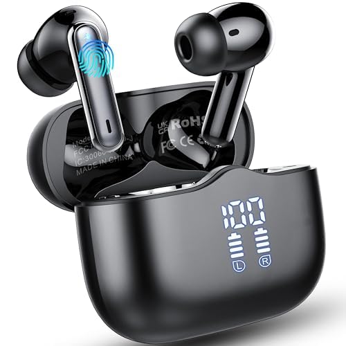 Wireless Earbuds, Bluetooth 5.4 Headphones in Ear with 4 ENC Noise Cancelling Mic, New Wireless Earphones HiFi Stereo Deep Bass 40H Playtime, LED, Bluetooth Ear buds IP7 Waterproof, USB-C, Fast Charge