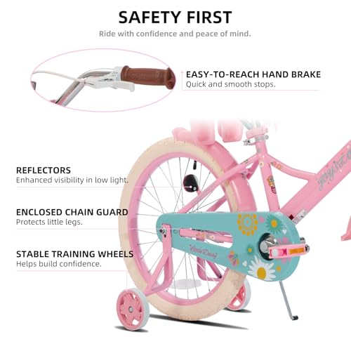 Image of JOYSTAR Little Daisy Kids Bike for Girls Boys Ages 2-10 Years, 12 14 16 20 Inch Girls Bikes with Doll Bike Seat & Streamers, Boys Bike with Flag & Number Plate, Multiple Colors