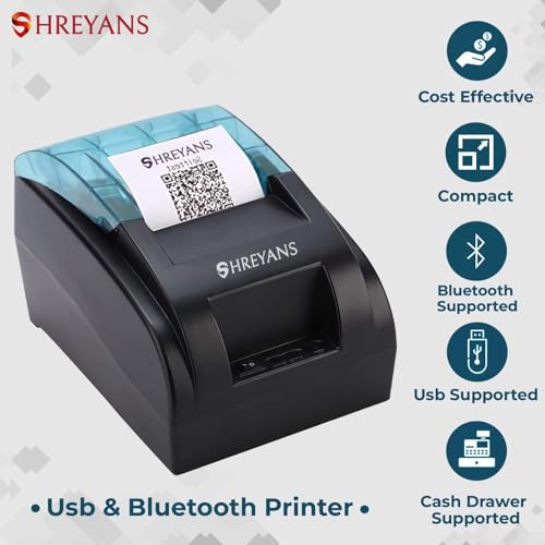 Image of Shreyans 58mm (2 Inch) Direct USB + Bluetooth Thermal Receipt Printer | 14-Days Free Trial Software POS for Restaurants, Cafes, Bakery, Food Businesses