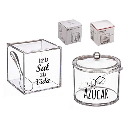 Dcasa - Salero y azucarero de cocina super original acrilico diseño frases .
